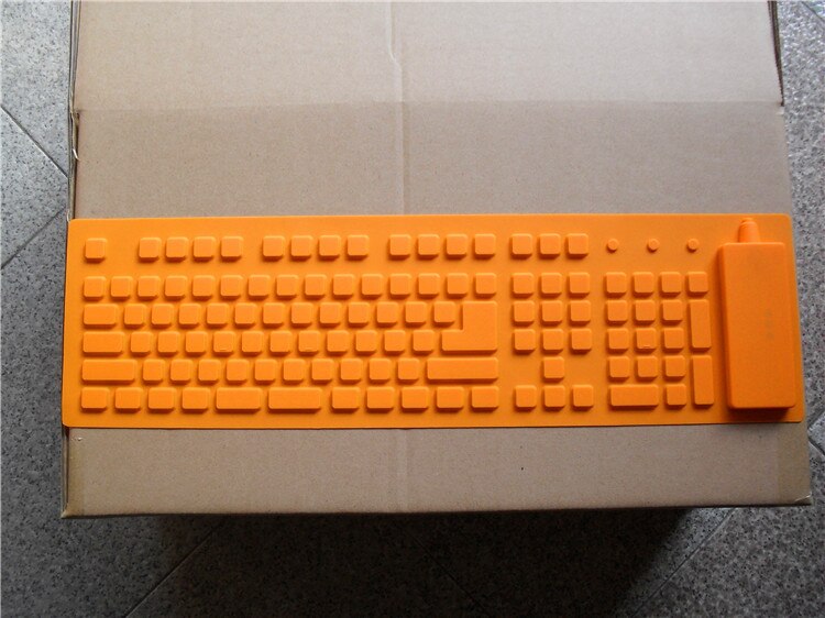 109Keys Keyboard USB Wired Soft Silicon Keybarod Foldable Waterproof Keyboard For PC Desktop Laptop: Orange