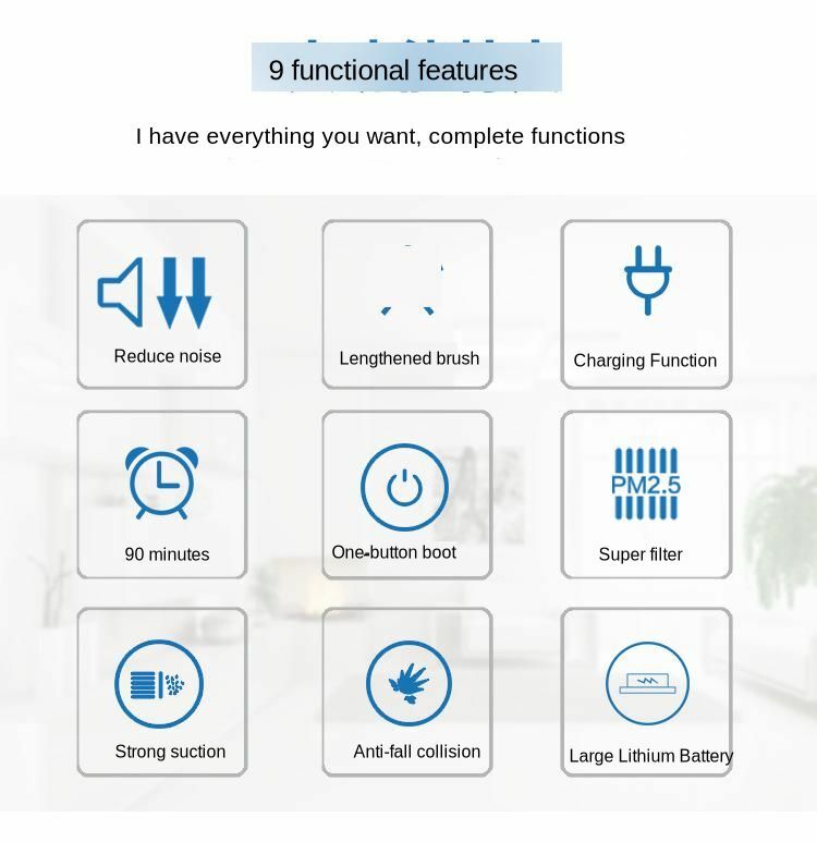 Robot Vacuum Cleaner Sweep&Wet Mop Simultaneously For Hard Floors&Carpet Run 90mins Before Automatically Charge