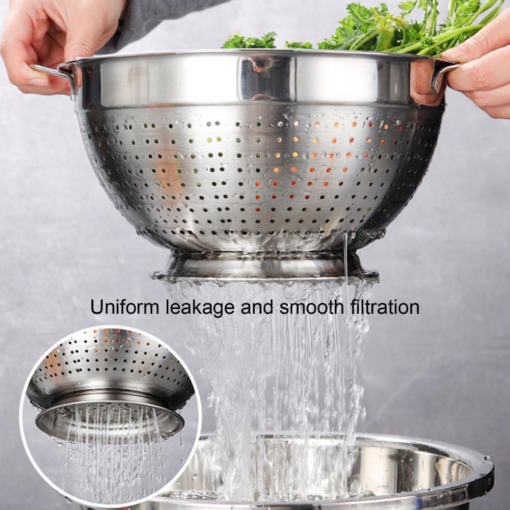 Keuken Wassen Zeef Kom Multifunctionele Afvoer Mand Roestvrij Staal Metalen Handvat Fruit Zeef Salade Groenten Vergiet