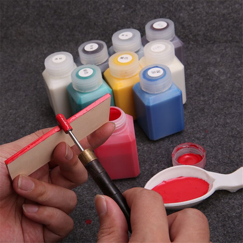 60ml 9 farver diy læder kant maling oliefarve fremhæver maling læder håndværk flydende kunstartikler