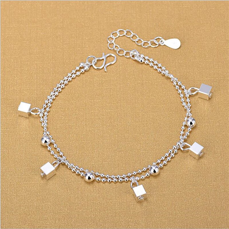 Everoyal Mode Vierkante Zilveren Armbanden Voor Vrouwen Sieraden Trendy Zilver 925 Meisjes Enkelbandje Sieraden Vrouwelijke Minnaar