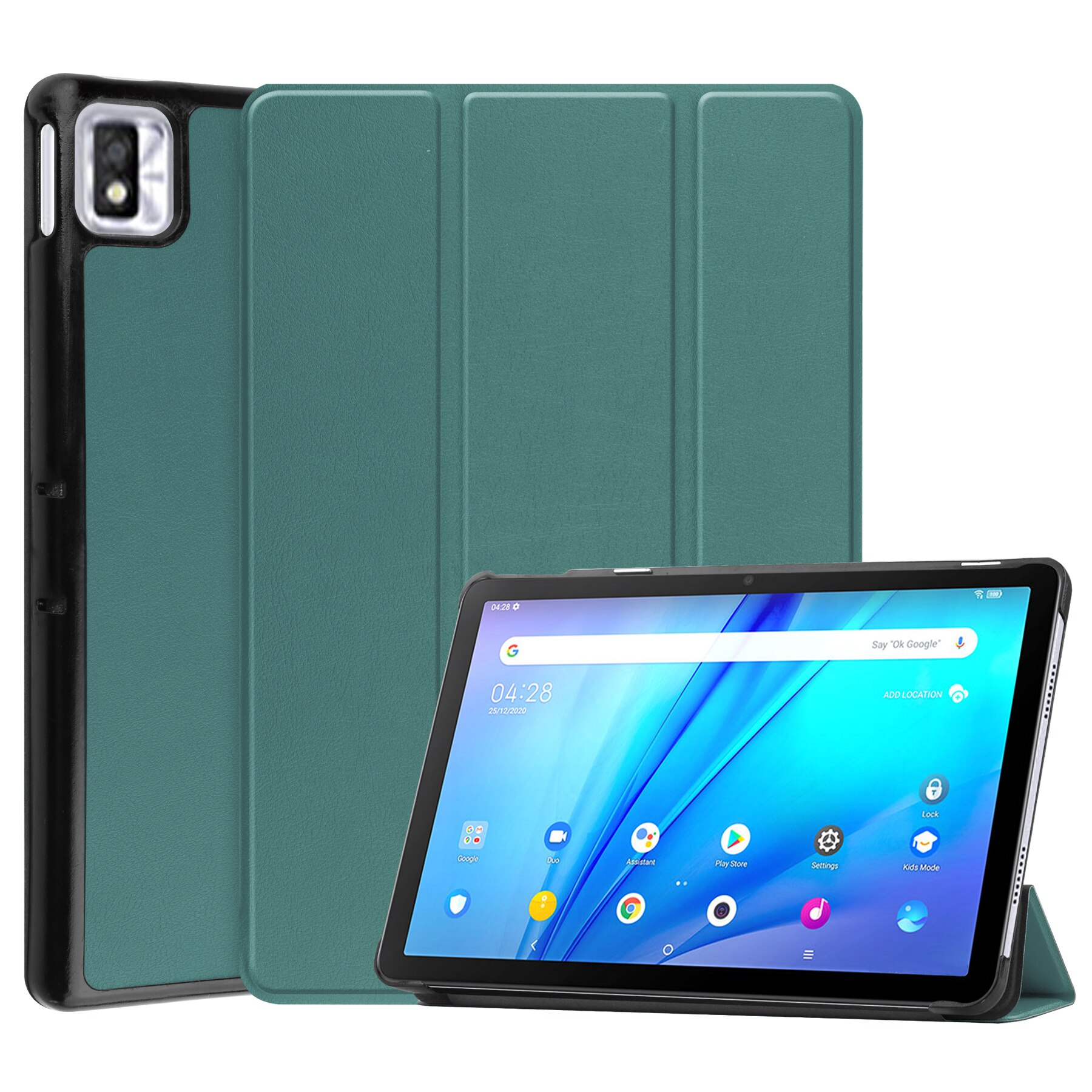 For TCL TAB 10s Tablet Case Tri-Fold PU Leather Stand Magnetic Cover For Coque TCL TAB 10s 9080G 9081X Smart Cover: KST Darkgreen