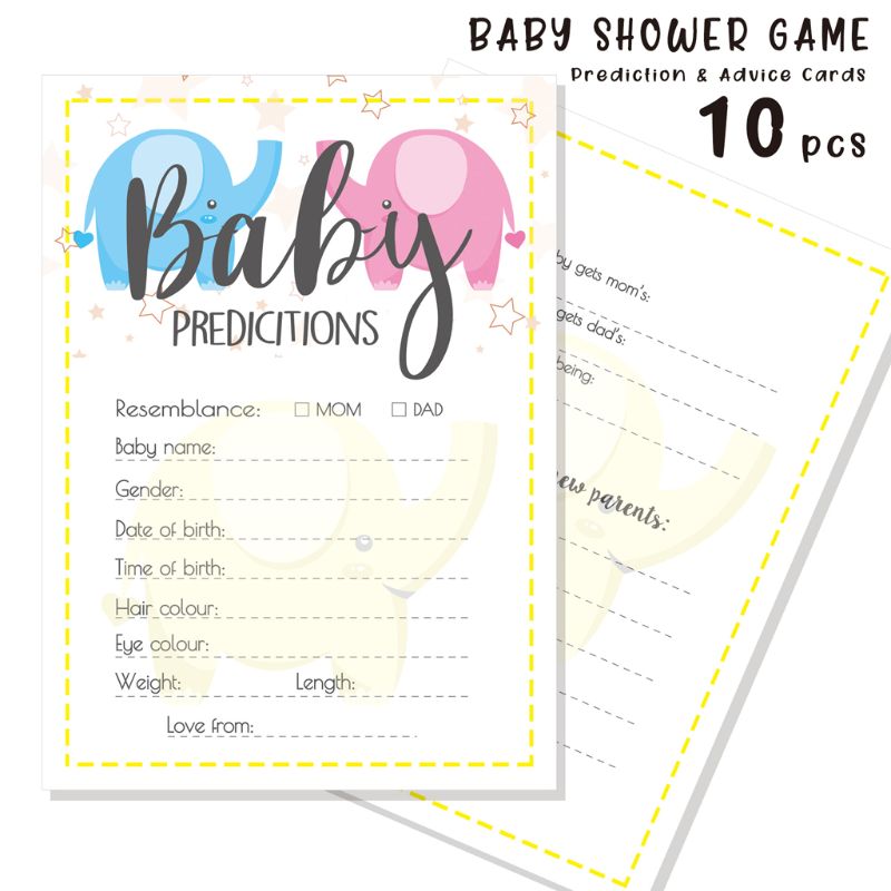 10 Pack Baby Shower Prediction Advice Cards - Baby Shower Games Gender Neutral