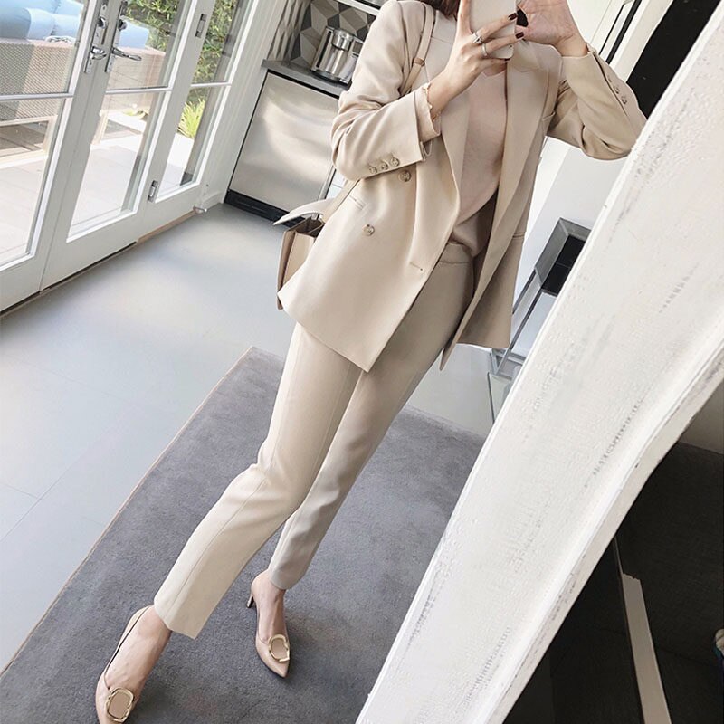 Women business suits formal office suits work Casual long sleeve suit jacket female Women's Pants Set Women's Set