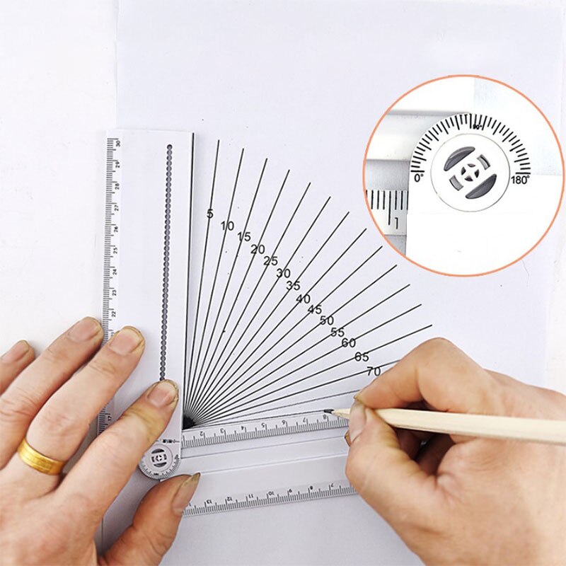 Transparent Rectangle Ruler Protractor Student Stationery Drawing Tool Supplies