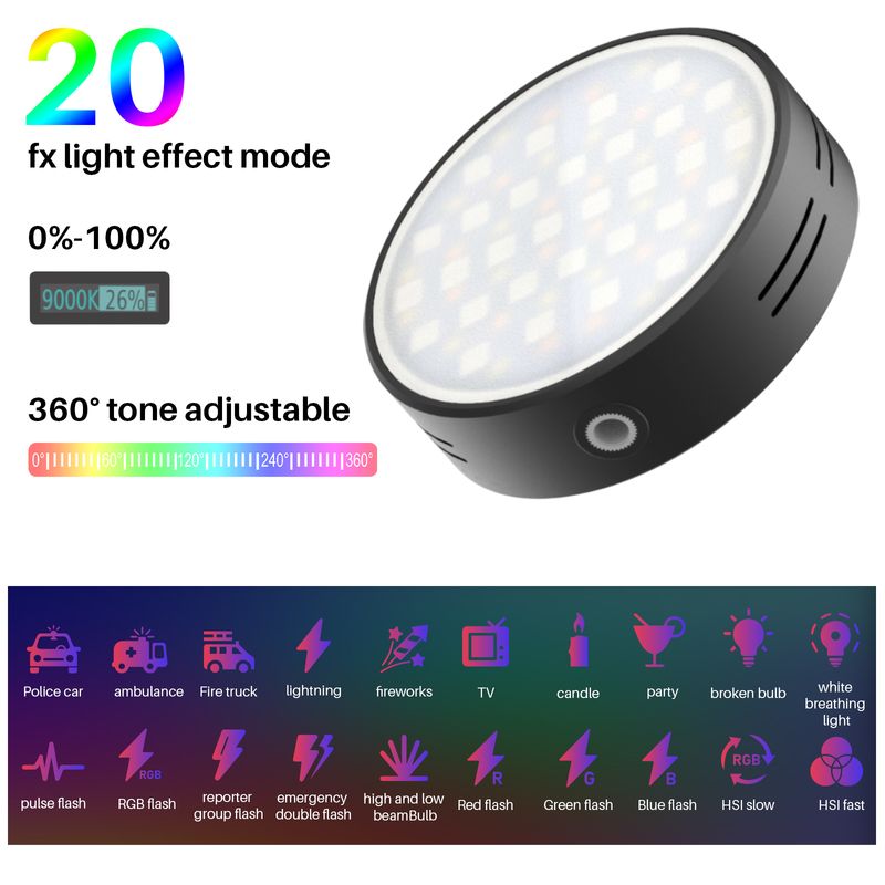 Ulanzi R66 Mini Rgb Led Video Vulling Licht Dimmen 2500-9000K Camera Smartphone Vlog Live Fotografie Lamp 2000mah Fotostudio