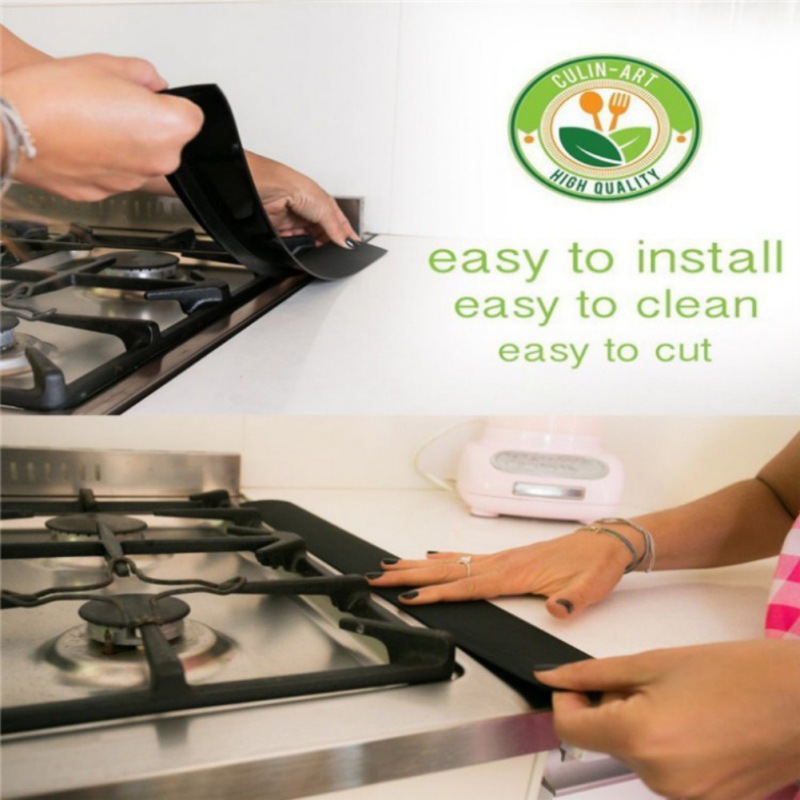 2pcs Kitchen Silicone Stove Counter Gap Cover Heat Resistant Wide &amp; Long Gap Filler Seals Spills Between Counter Restaurant