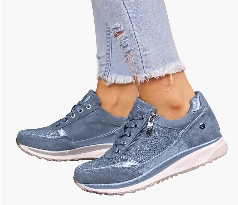 Femmes chaussures compensées baskets femmes vulcaniser chaussures paillettes secouer chaussures filles Sport chaussures femme baskets chaussures chaussures: Bleu / 9