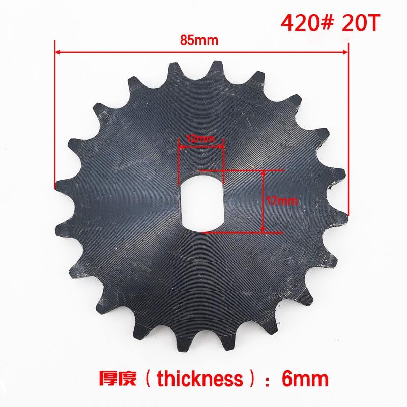Bm1418 zxf 9t 10t 12t 14t 16t 420 428 elektriske trehjulede kædehjul til kædedrev cykel motorcykel gear børsteløs dc motor tandhjul: 420 20t
