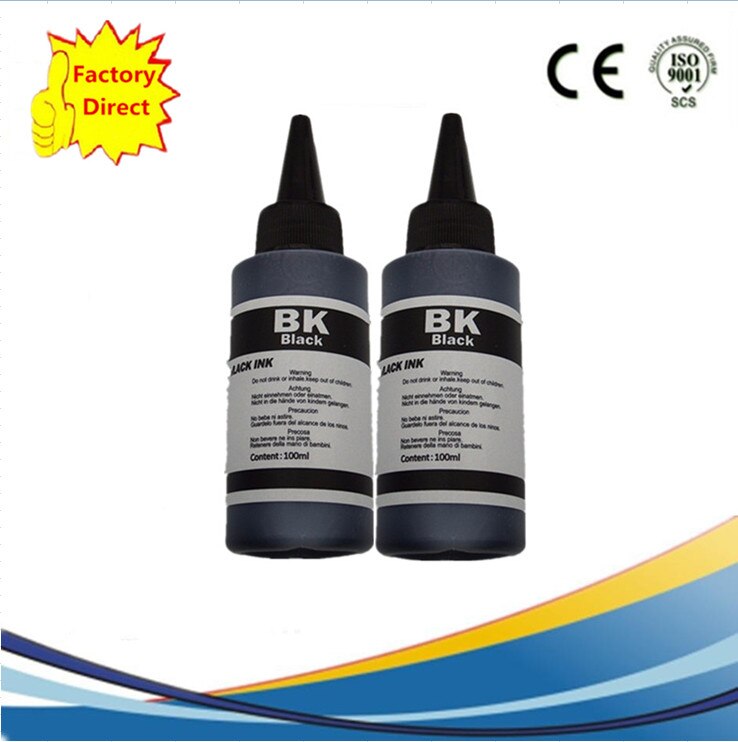 Universele Dye Inkt Compatibel Refill Inkt Inkjet Printer Gewijd 4 Kleur Zwart Gebruik Ciss Cartridge: 2BK