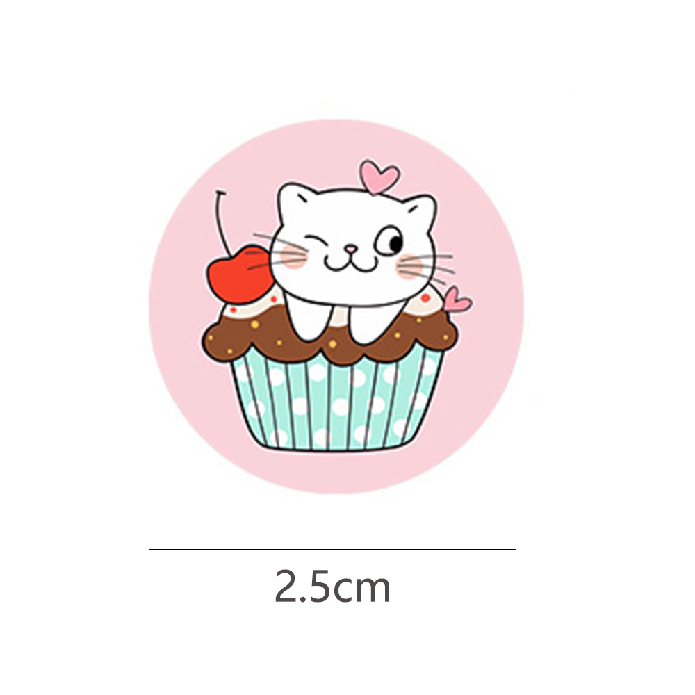 100-500 Uds pegatinas de gato de dibujos animados etiquetas adhesivas redondas para niños premio de maestro envolturas de de negocios pegatinas decorativas
