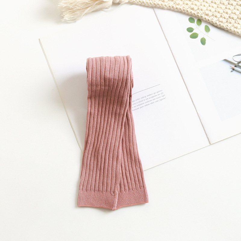 Mallas de algodón para niñas, pantalones de Color sólido, ropa de invierno para mantener el calor, absorbe el sudor, nueve puntos: pink / L-3-4T