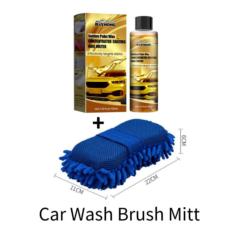 Golden Carnauba Car Wash Wax Super Gloss Ceramic Wax Car Coating Paint Care Polishing Paste Hydrophobic Quick Coat Liquid Wax: 1PC with Brush