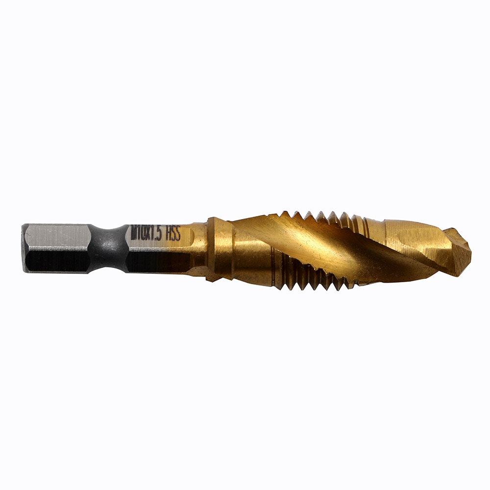 Unids/set de 6 brocas, rosca de taladro, conector métrico M3 M4 M5 M6 M8 M10, herramientas manuales, tornillo HSS, Punta espiral, aceros de alta velocidad