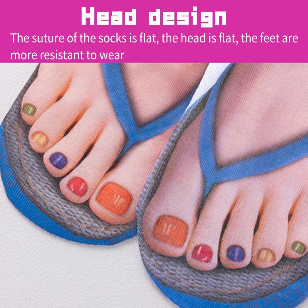 1 Pair 3D Printing Pattern Flip Flop Socks Funny Socks for Women Flip-flop Ankle Socks Low Cut Floor Socks Hosiery Novelty