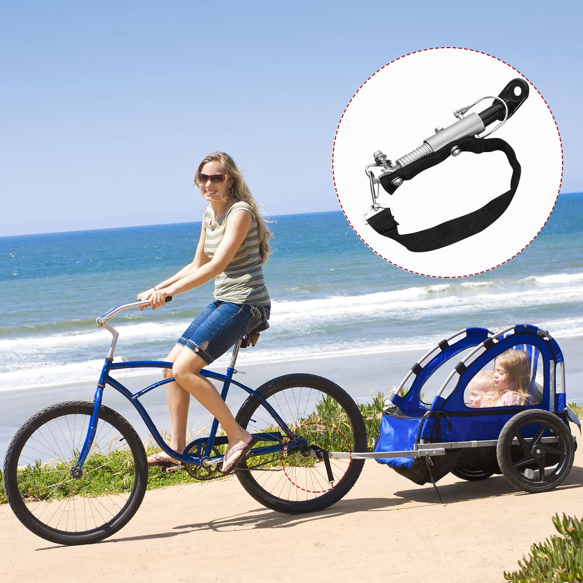 Vosarea Universal Bike Trailer Hitch Coupler Quick Release Steel Linker Bicycle Trailer Hitch Adapter Attachment Hitch Linker A5