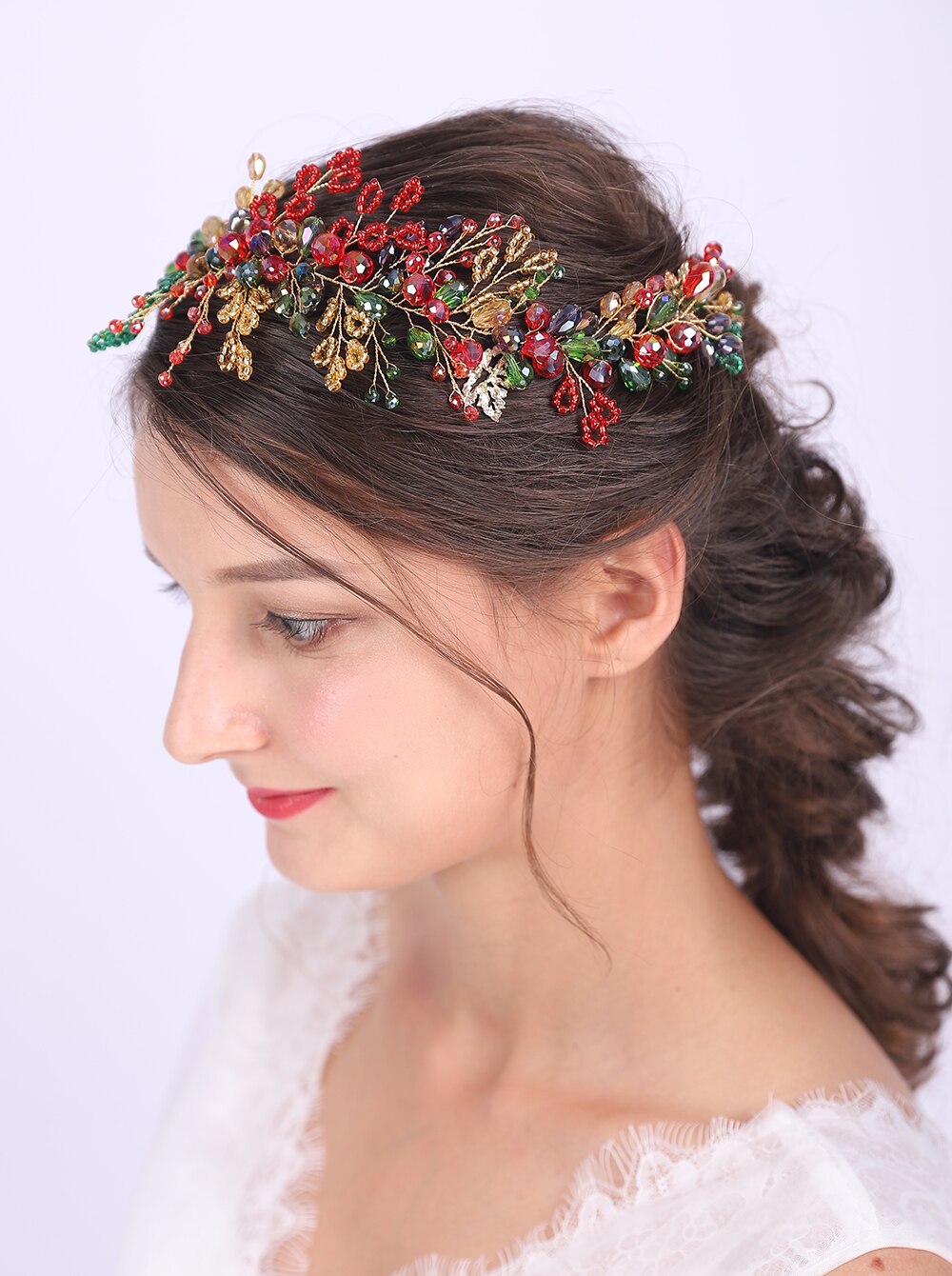 Coroa de flores brilhante de cristal boêmia, acessórios de cabelo de casamento, damas de honra, presente, arco de cabeça, ornamentos de banquete para mulheres
