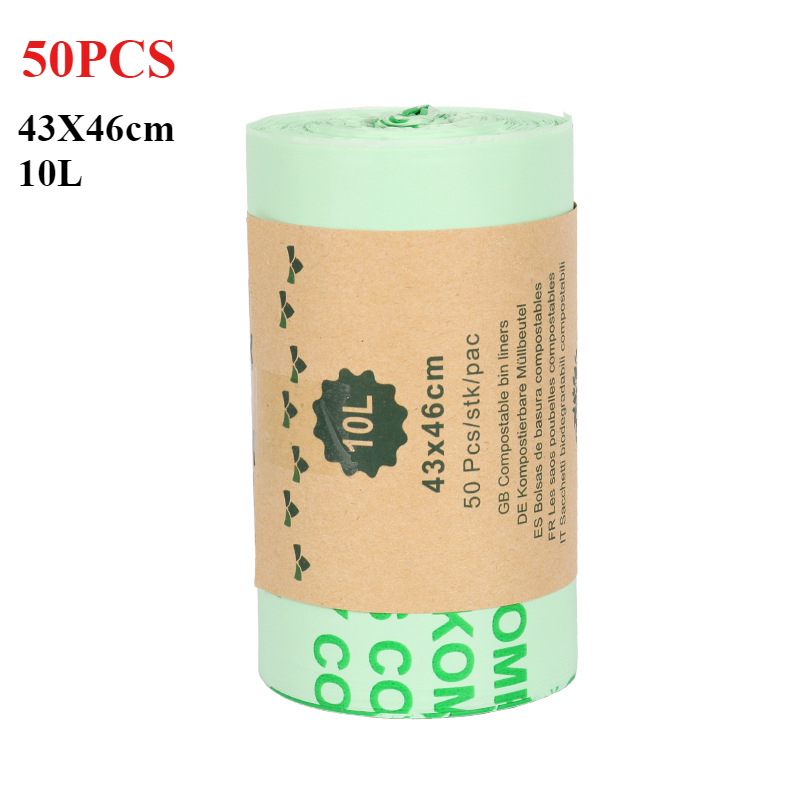 50 Stuks 6/8/10L/30L Platte Vuilniszakken Biologisch Afbreekbare Vuilniszakken Huishoudelijke Composteerbare Vuilnis Liners Zakken voor Keuken