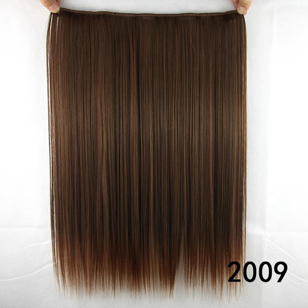 Soowee-extensiones de cabello sintético para mujer, 5 Clips de fibra de alta temperatura, 18 pulgadas, largo y liso