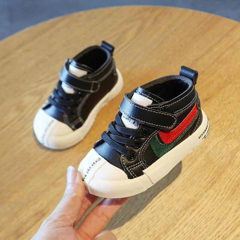 Grønne røde striber små sko baby piger drenge sneakers mikrofiber vinter skridsikker småbørn afslappet first walkers sport