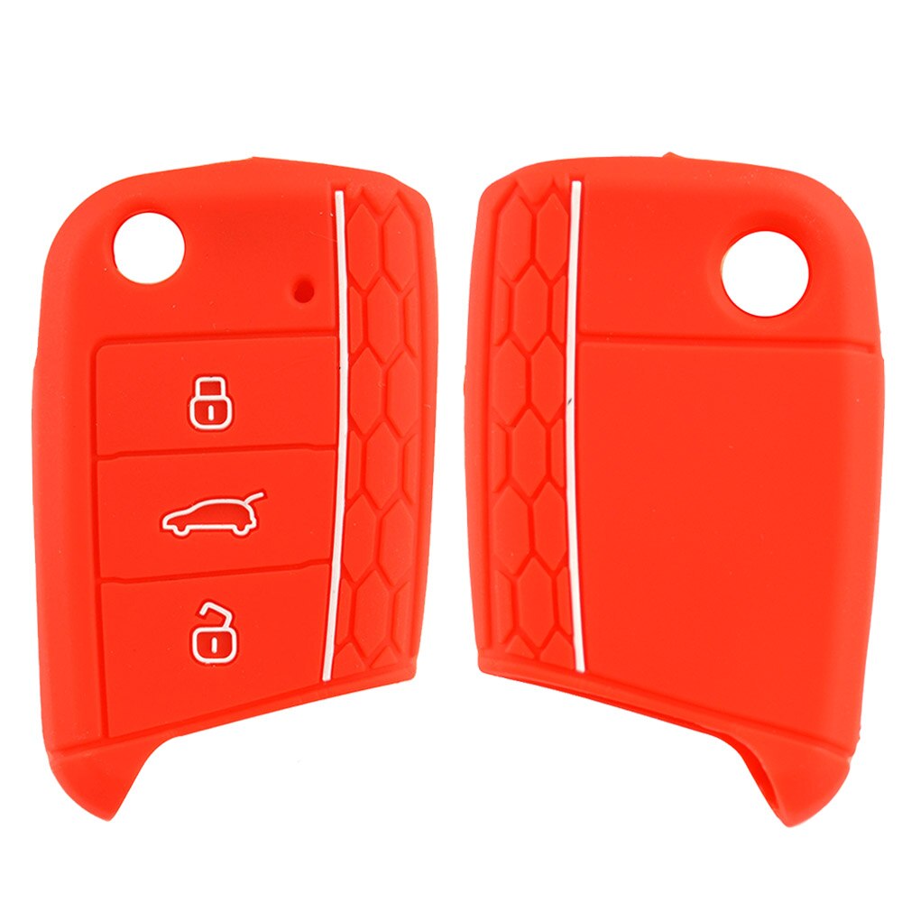 Silikon nyckelfodral för vw polo golf 7 tiguan för skoda fabia octavia karoq för seat ateca leon fjärrkontroll fob nyckelskydd: Röd