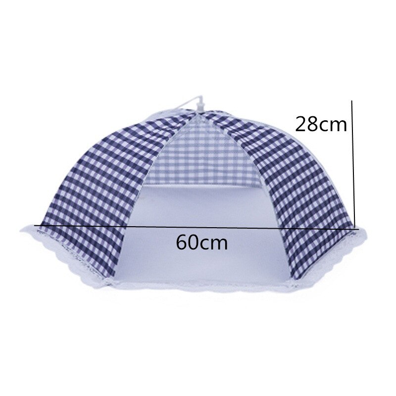 Anti Fly Mosquito Voedsel Schotel Cover Keuken Gevouwen Mesh Eten Cover Bbq Picknick Keukengerei Paraplu Stijl Keuken Gereedschap: blue 60x28cm