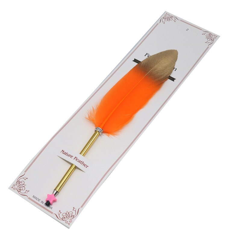 1 stuk balpen met ganzenveer, gouden spuitverf, metalen balpen, handtekeningpen, kerst- of trouwpen: Oranje