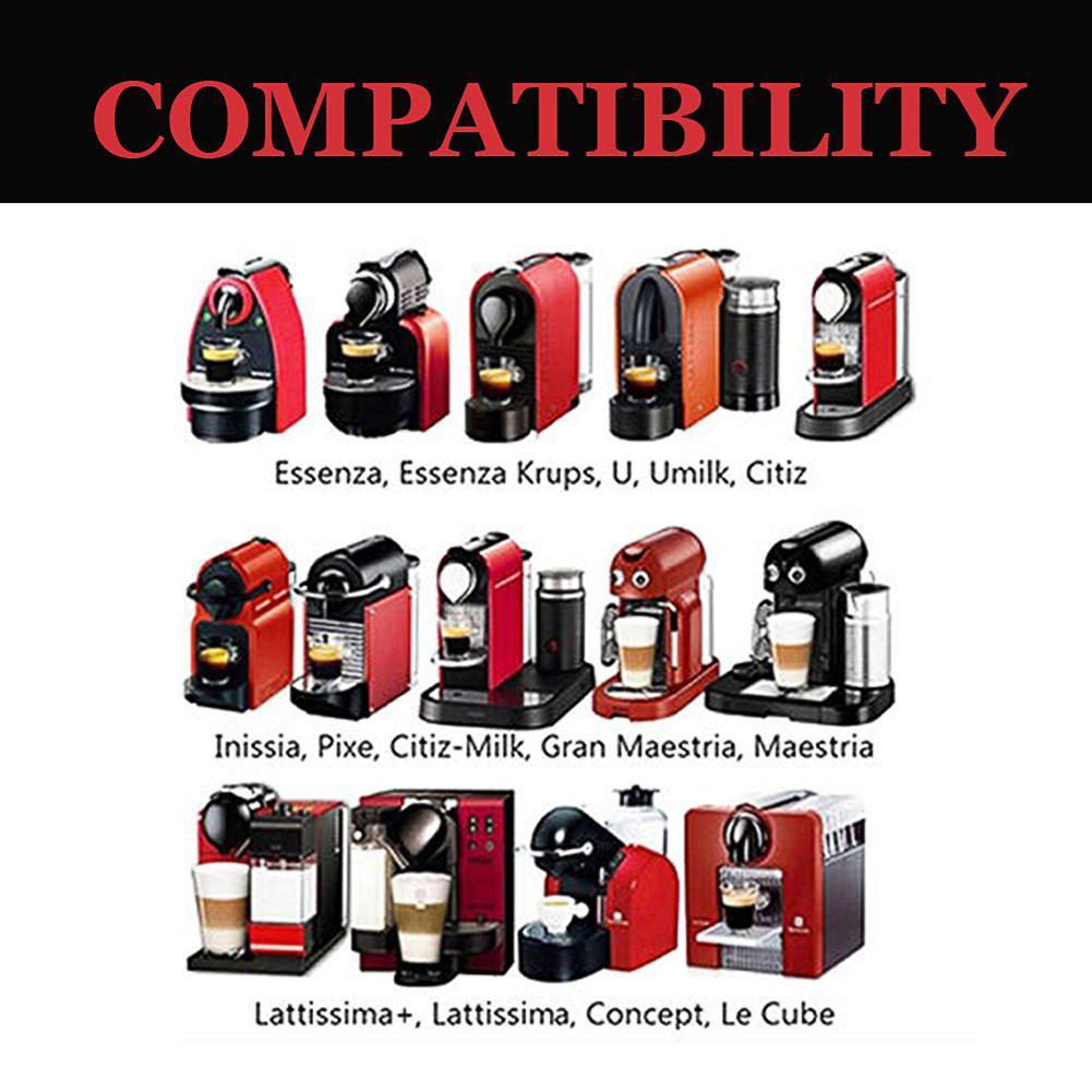 10PCS Reusable Nespresso Coffee Capsules Cup With Spoon Brush Black Refillable Coffee Capsule Refilling Filter Coffeeware