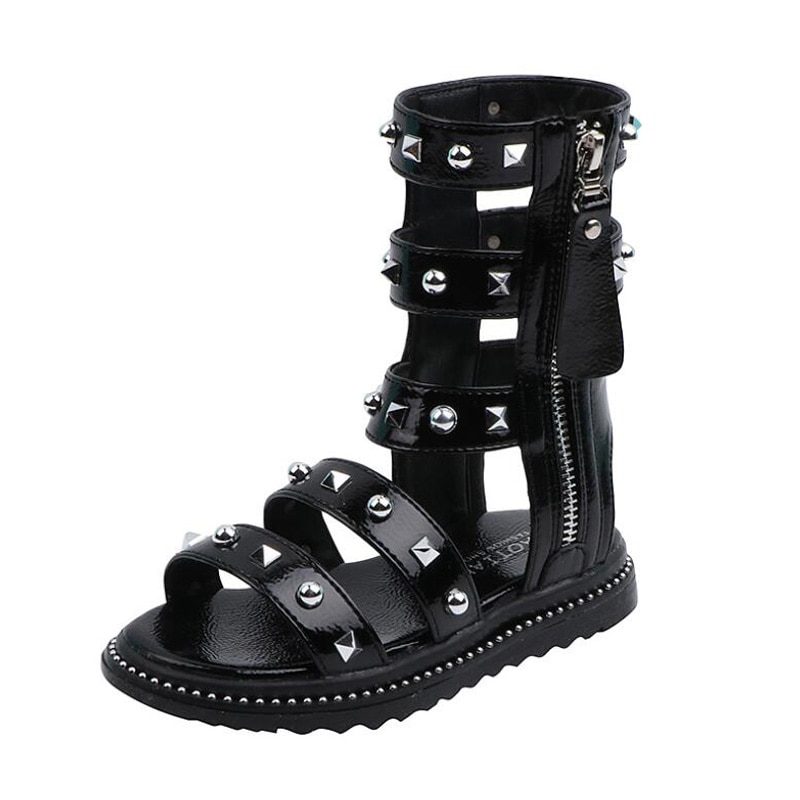 Klinknagels kinderen gladiator sandalen meisjes zomerschoenen pu leren hoge sandalen voor meisjes maat 26-36