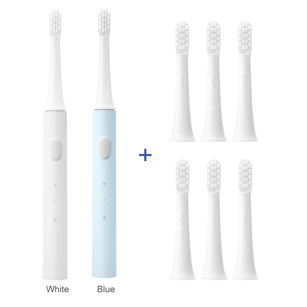 XIAOMI-cepillo de dientes eléctrico inteligente Mijia T100, cepillo de dientes sónico IPX7, resistente al agua, con cabezal: W and B and  6Head