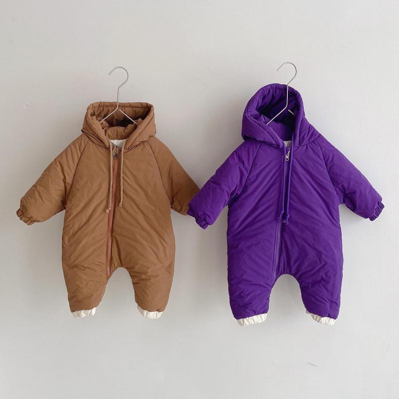 Winter Warme Dicke Kleidung Kleinkind Baby Schneeanzug Junge Mädchen Strampler Doppelseitige Kleinkind Unten Jacke Mit Kapuze Gesamt Outfits