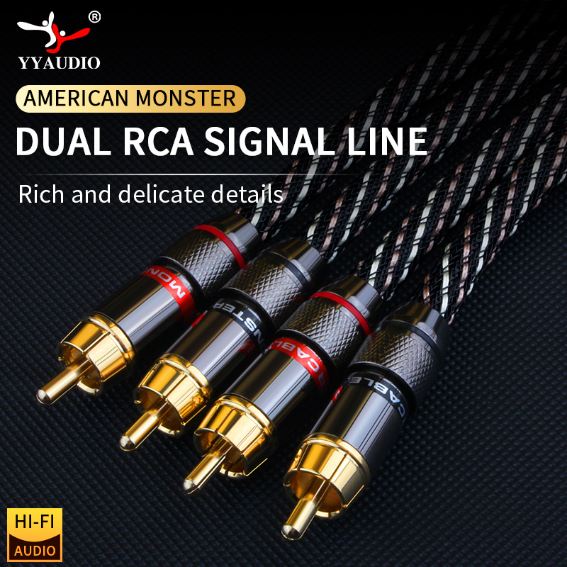 YYAUDIO HIFl stereo RCA Kabel audio 6N OFC męski do męskiego 2RCA do 2RCA Kabel audio z pozłacanym złączem Wtyczka do wzmacniacza CD