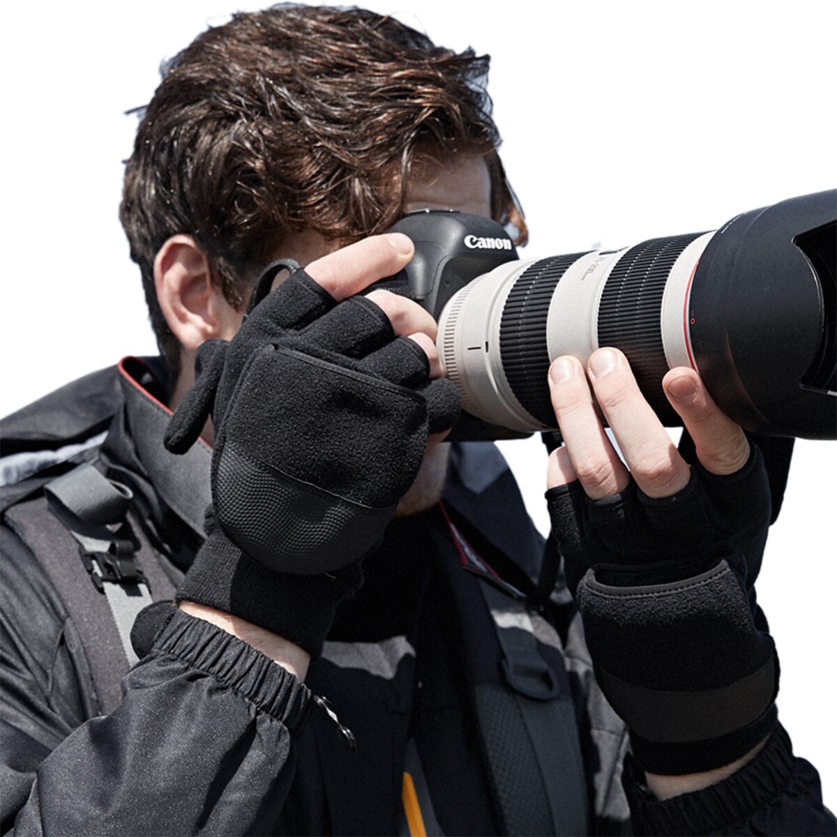 1Pair Fleece Convertible Flip Mittens for Men Women Outdoor Photography Fishing Fingerless Touchscreen Gloves