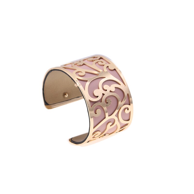 40mm utbytbara vändbara armband för kvinnor med guldfärgad blomformad lädermanschett armband charm armband femme: Wz0216