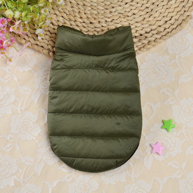 Warme Winter Hunde Mantel Haustier kleidung Baumwolle gefütterte Jacke ärmellos Mantel Weihnachten Welpen gepolstert Jacke Weste Hunde Verdicken Hoodies: Grün / XXL