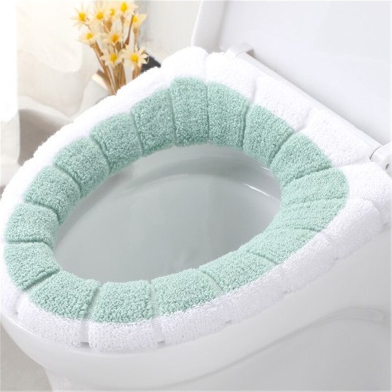 cómodo de invierno adulto de asiento de inodoro felpa aterciopelada grueso cálido baño Mat retrete lavable tapa Accesorios: 8