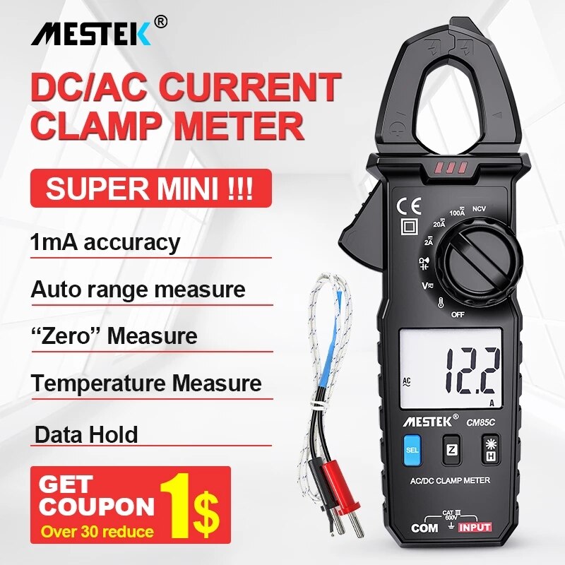 Clamp Meter Auto Range 100A 600V NCV High Precision Non-Contact Protable Clamp Meter Send Temperature Probe And Clip