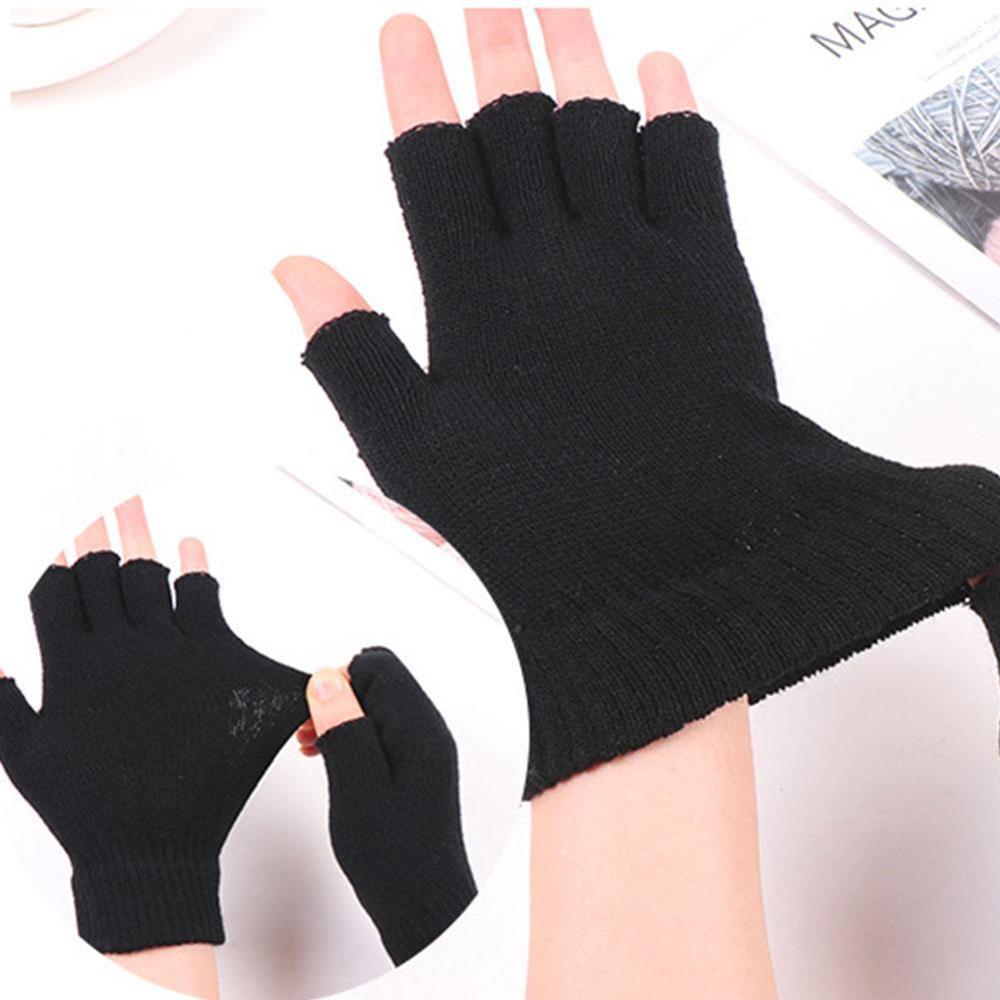 Halvfinger uldhandsker kashmir kort uldstrikket håndled luffen vinter varm unisex uldstræk fingerløse handsker