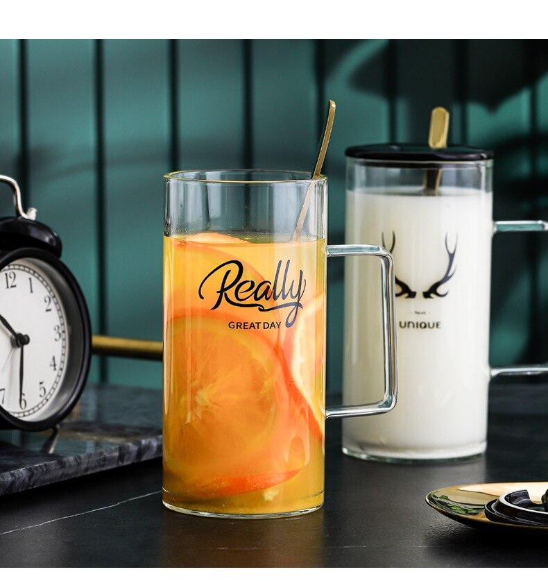 Gran capacidad de 700ml de cristal redondo de taza de agua Simple taza desayuno taza para leche taza de bebida Oficina taza de café taza de jugo