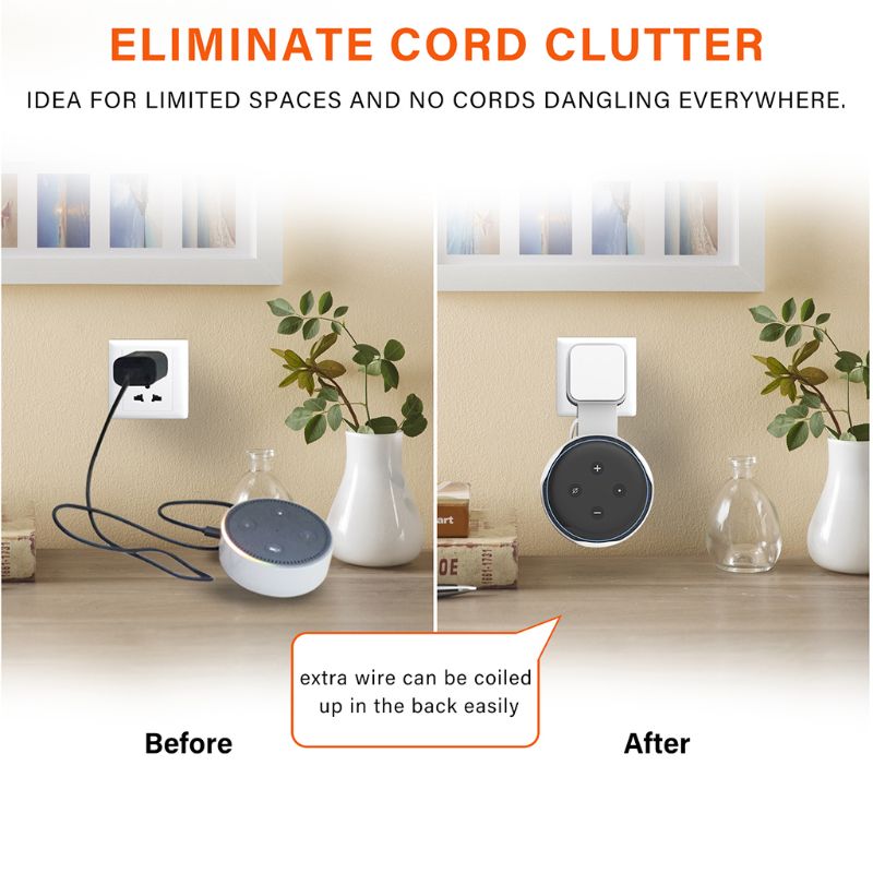Outlet Wall Mount Holder Space Saving Stand Bracket Assistants Accessories For Echo Dot 3 Smart Speaker With Cord Arrangement