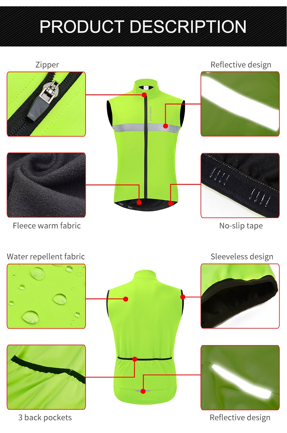 WOSAWE Männer der Motorrad Weste Jacke Windjacke Winddicht Atmungsaktiv Schnell Trocknend Sport Berg Fahrrad MTB Rennrad Gilet