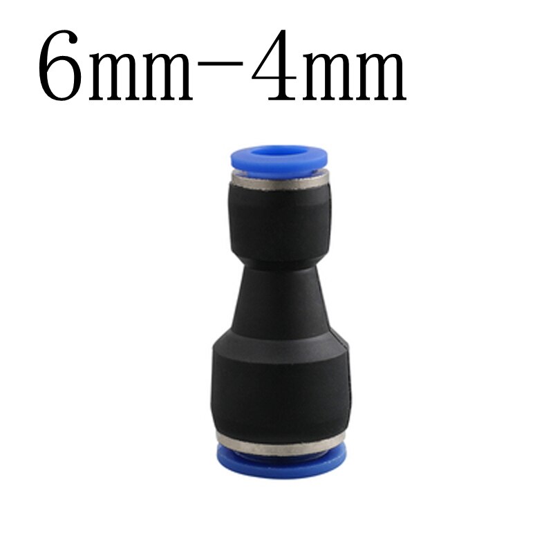 4mm 6mm 8mm 10mm 12mm 14mm 16mm Hose Tube Union Straight Reducer One Touch Air Pneumatic Push In Pipe Fitting Quick Connector: PG6-4