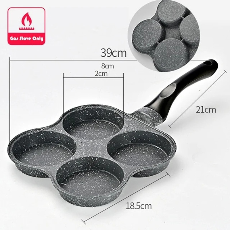 4 Gat Gebakken Ei Burger Pan Non-stick Multipurpose Ei Koekenpan Keuken Gebruiksvoorwerp