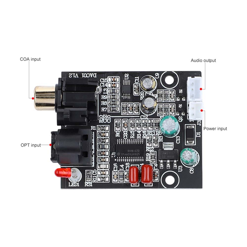 DAC Digital Decoder CS8416+CS4344 Optical Fiber Coaxial Digital Signal Input Stereo Audio Output Decod for Amplifier