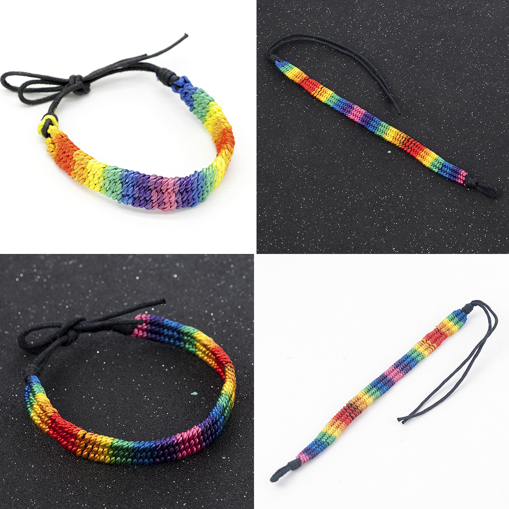 Simple Power Gay Pride LGBT Rainbow Unisex Armband Sieraden Lesbische Biseksuele Handgemaakte Knoop Trans Touw Ketting voor Mannen Vrouwen