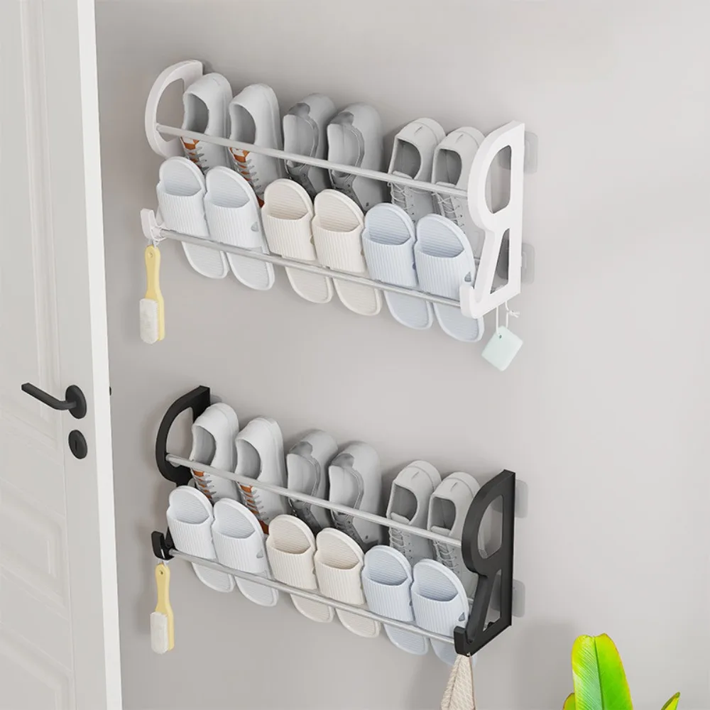 Boven de deur Schoenenrek Stickable Shoe Organizer Wandmontage Geen ponsen vereist Slipper Rack Badkamer Multifunctionele plank
