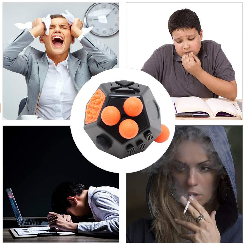 Cubo antistress a 12 facce decompressione allevia i dadi anti-ansia allevia ansia sollievo depressione bambini adulti giocattolo divertente