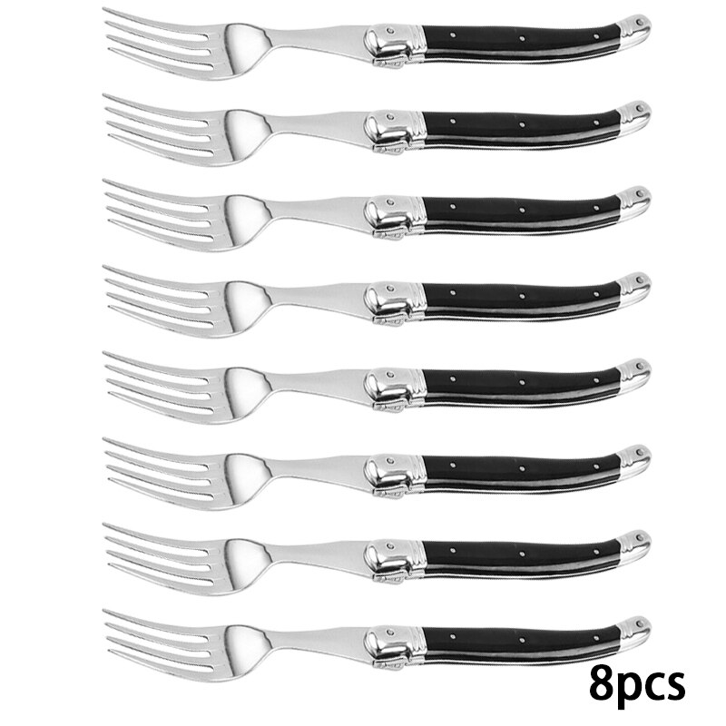 9'' Laguiole Steak Knifes Black Cutlery Dinner Knives Stainless Steel Dinnerware Restaurant Bar Kitchen Tableware set 4/6/10pcs: 8 PCS Fork