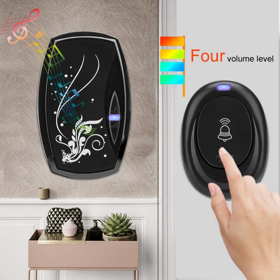 200m Remote Wireless 36 music Waterproof LED door bell 4 Volume Home Security Intelligent wireless Doorbell Remote induction