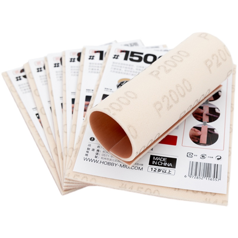 HOBBY MIO-papel de lija de esponja súper suave, 3mm, papel de lija precortado para herramientas de pulido de modelos de plástico, Hobby DIY, #320-2000